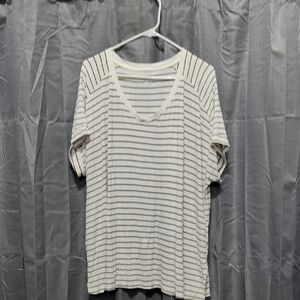 Terra & Sky Cream and Black Striped Short Sleeve Tee